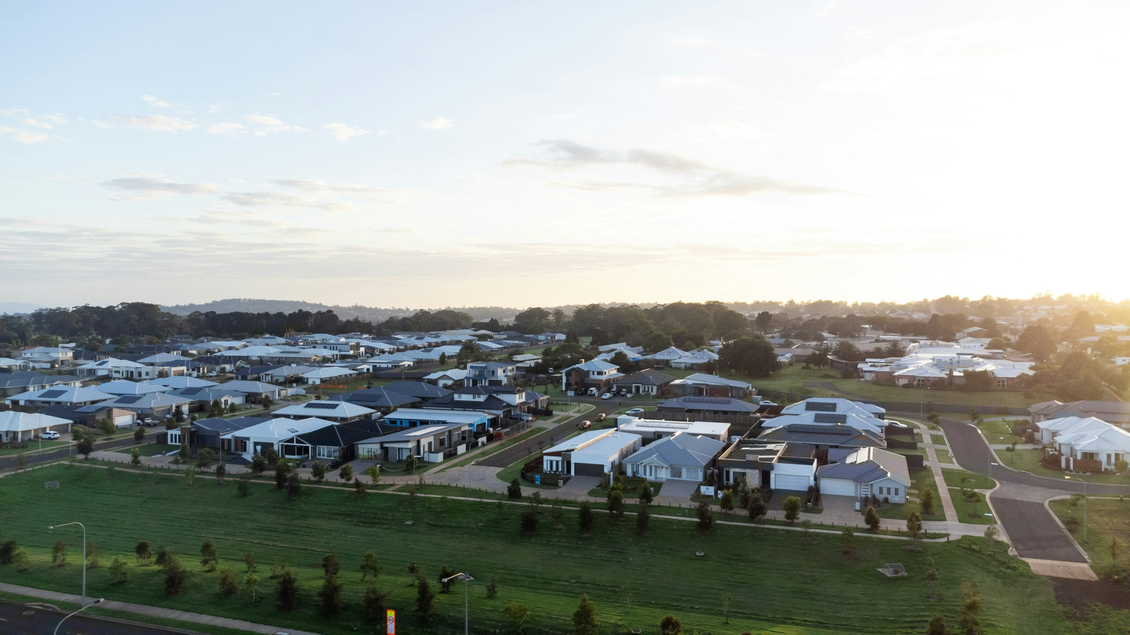 Aerial view of single family houses, some of which are part of investor's portfolios.