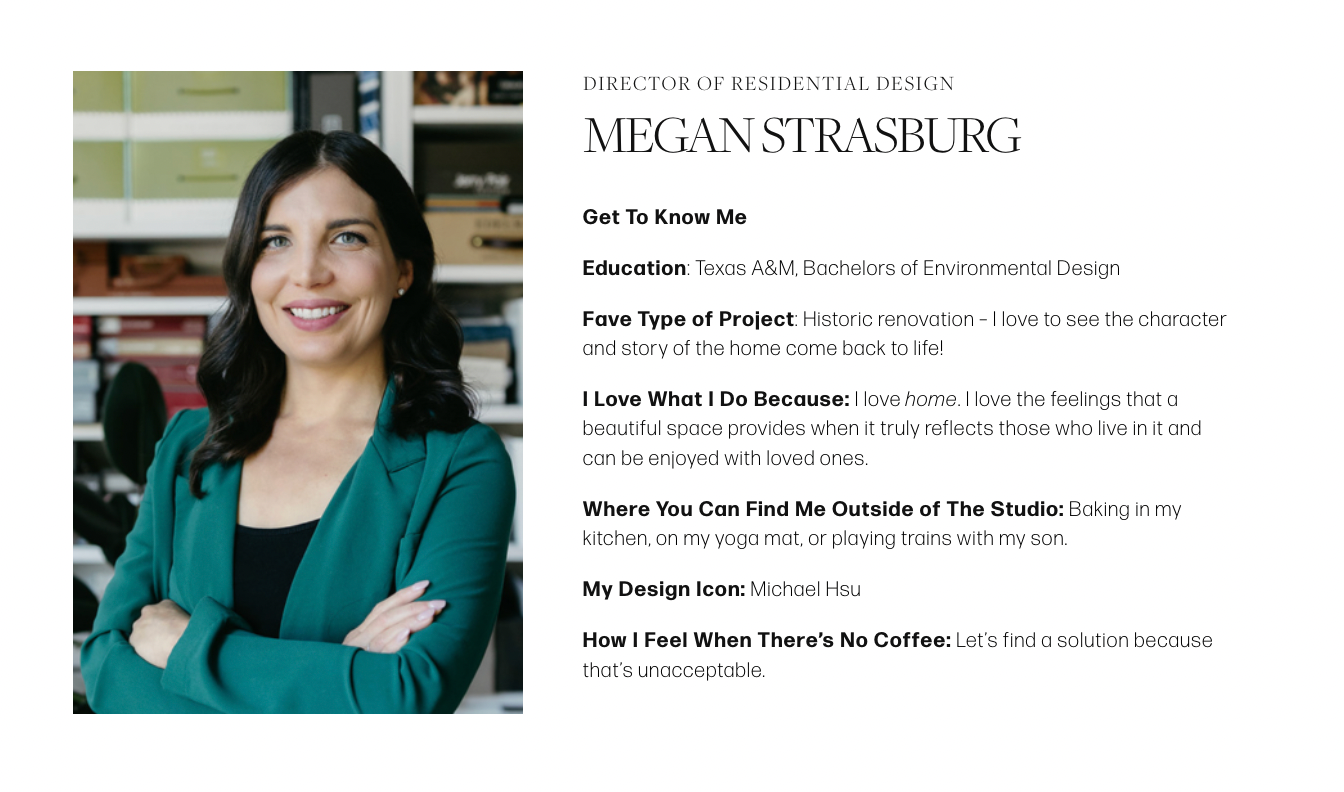 Our Director of Interior Design