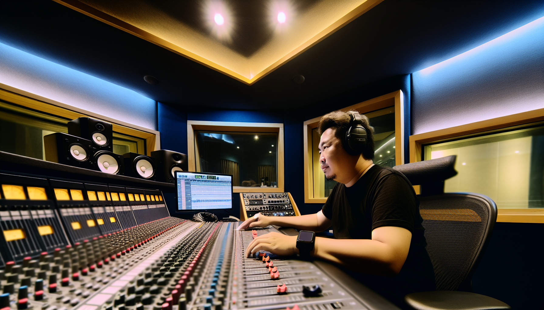 Sound engineer working in a recording studio