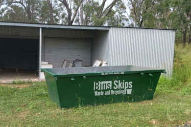 skip bin delivered into garden area. Now the hard work to fill it