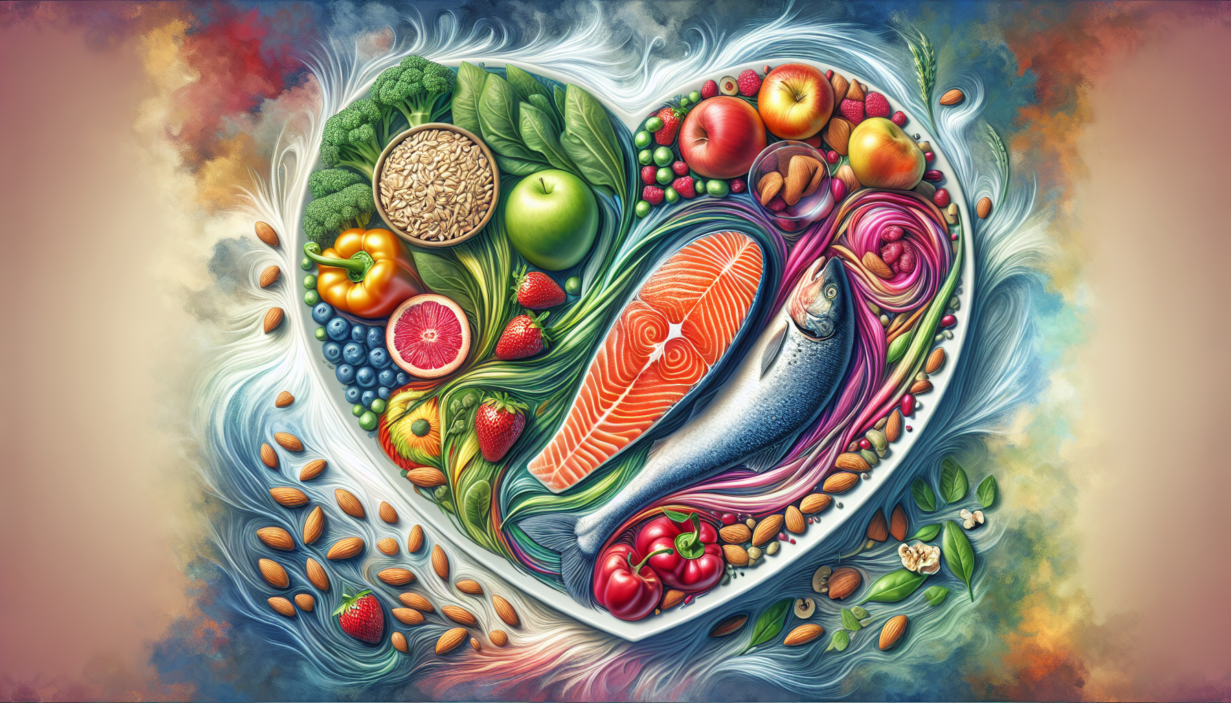 Artistic depiction of a healthy diet for vascular arms