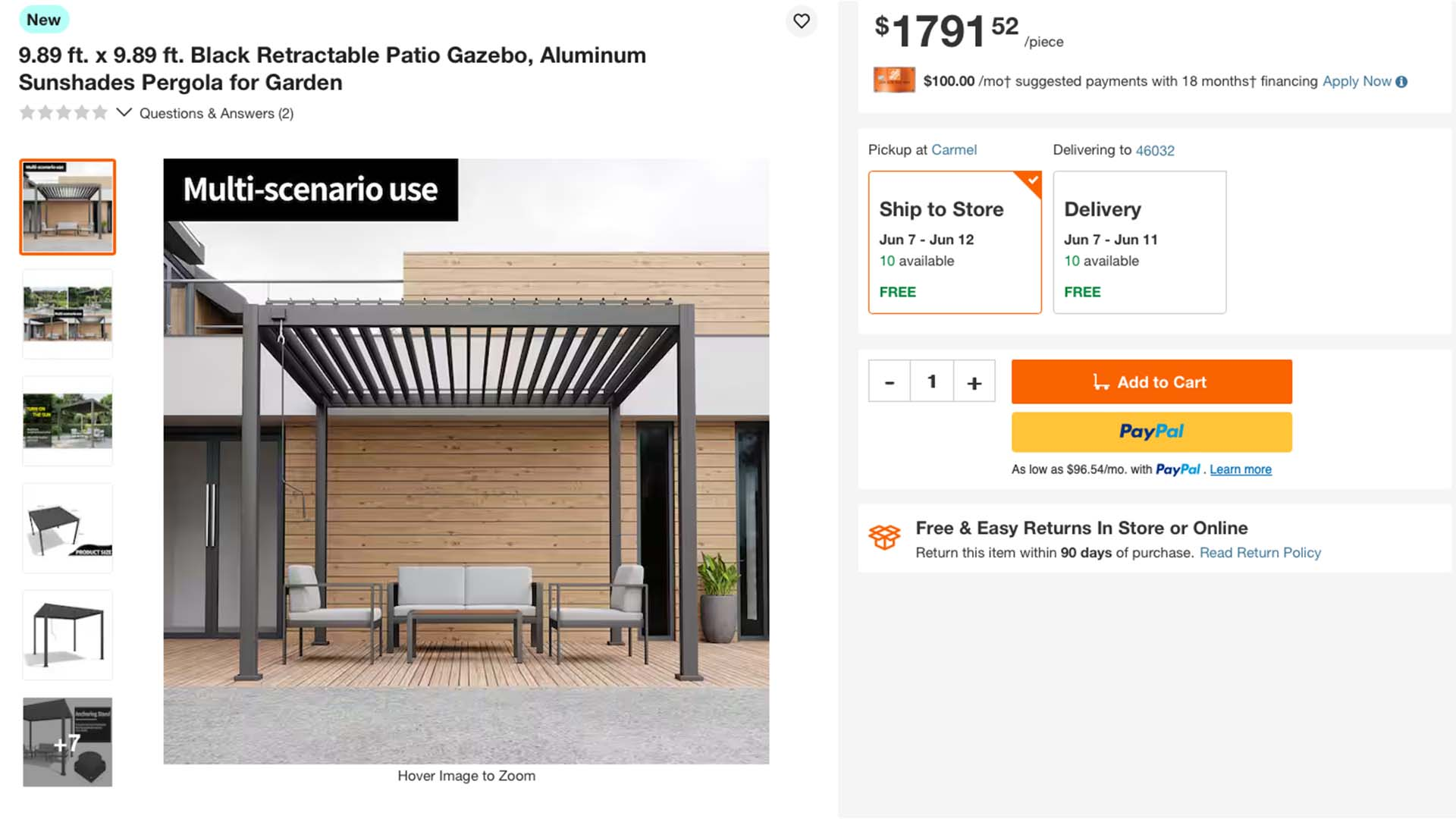 Screenshot of The Starry Pergola available at Home Depot