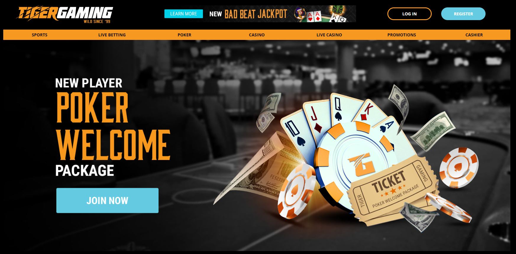 New Player Poker Welcome Package Tiger Gaming Casino