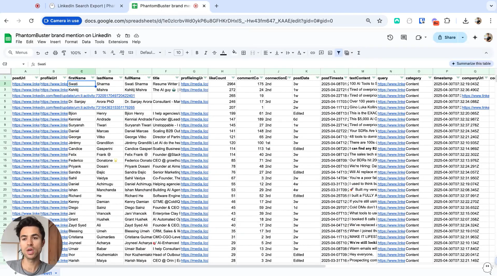 Exported list of posts