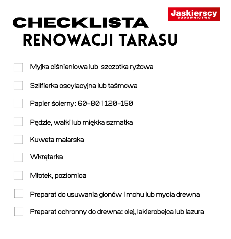 Checklista renowacji tarasu drewnianego