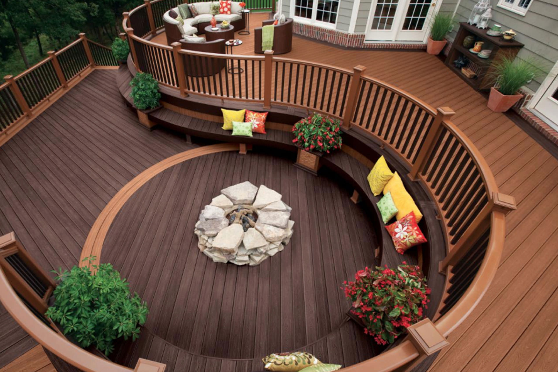 Decking using composite decking materials