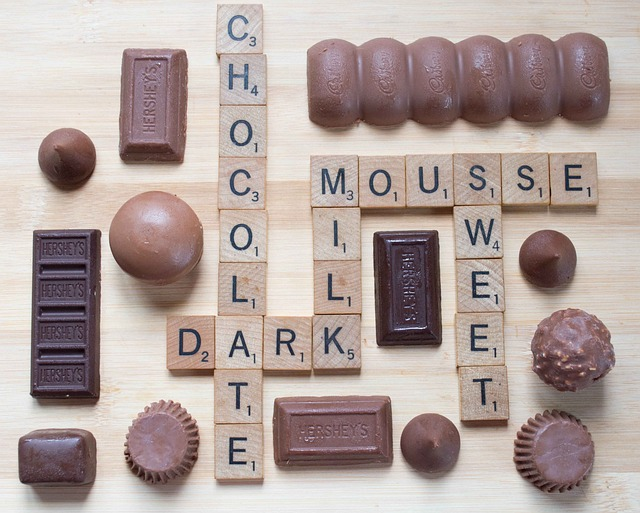scrabble, chocolate, dark chocolate