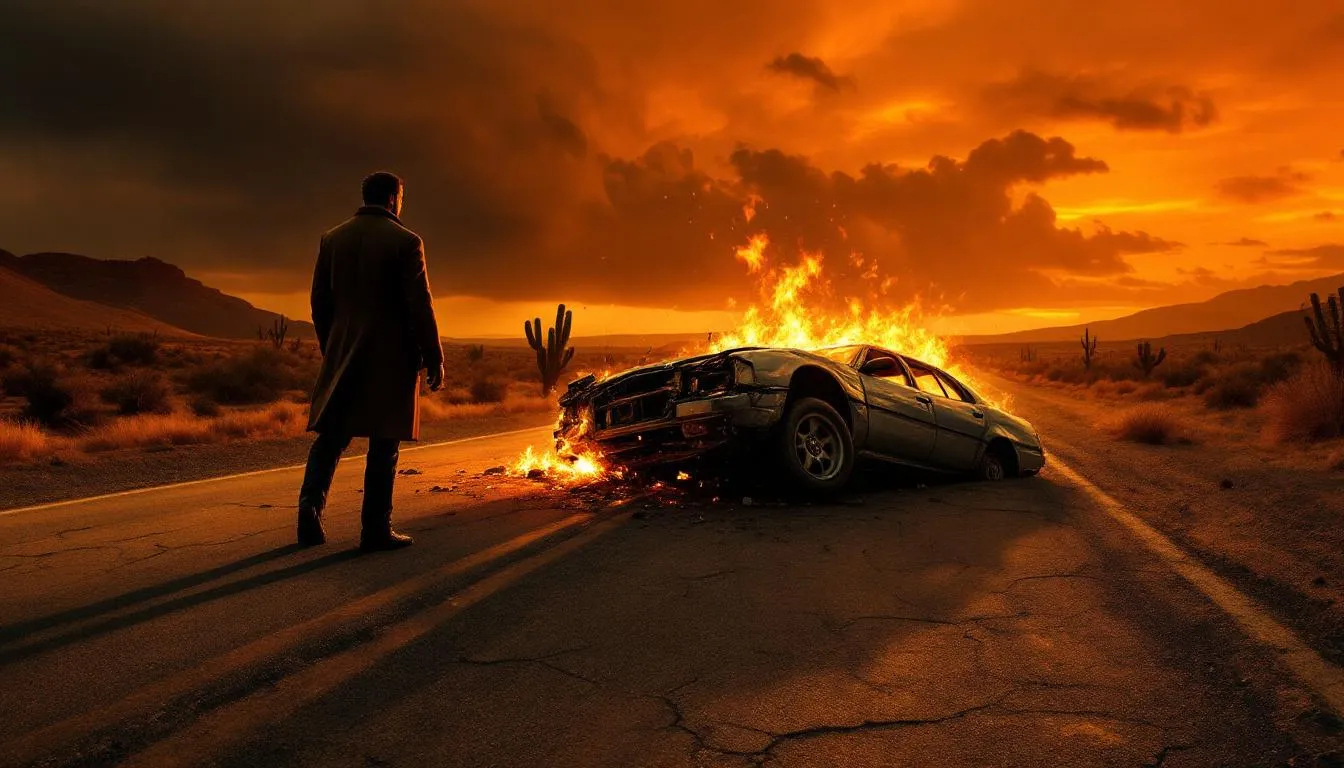 A car accident scene in New Mexico, illustrating the need for a car accident lawyer.