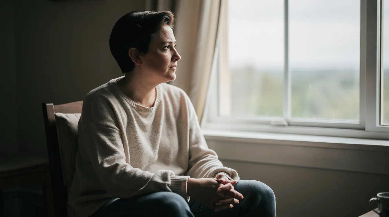 A person sits thoughtfully by a window, bathed in natural light, reflecting a sense of calm and introspection. This serene moment suggests a deep engagement with their own personality traits, perhaps pondering their emotional stability and openness to experience.