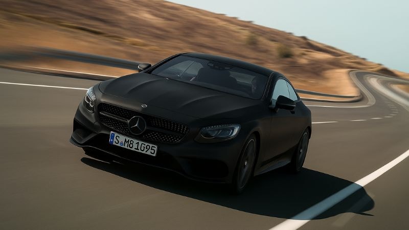 AMG wrapped in matte black vinyl wrap