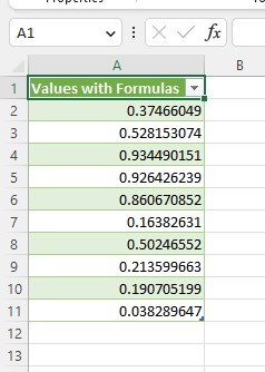 cells containing the original formulas will be changed into corresponding values.