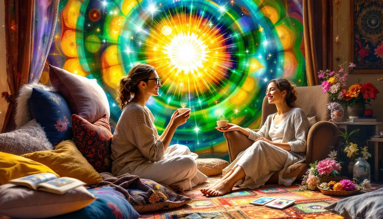 A trip sitter providing support during a psychedelic experience.