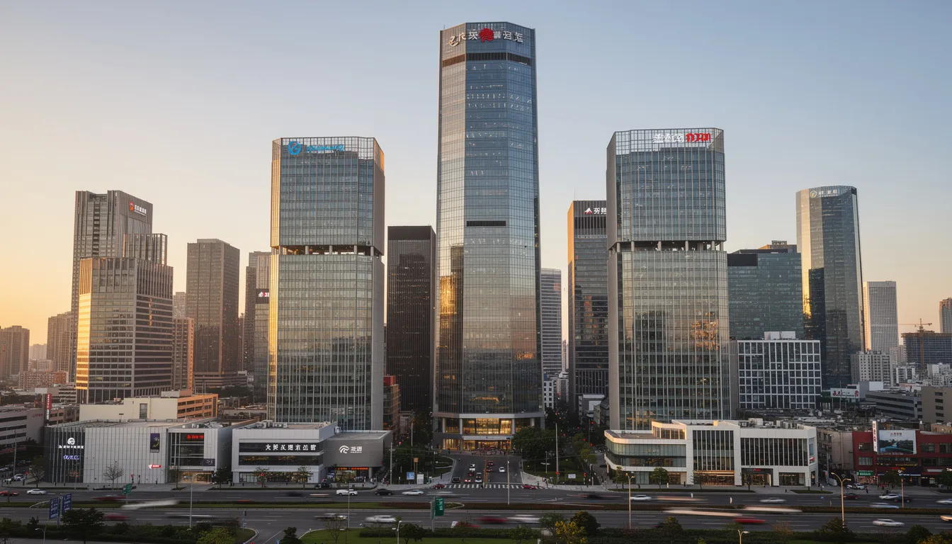 The image depicts a modern city skyline filled with sleek office buildings, symbolizing a strong national business presence. This urban landscape represents the dynamic environment of private investment funds, private equity, and venture capital, where investment advisers and fund managers operate to attract institutional investors and navigate the complexities of fund formation.