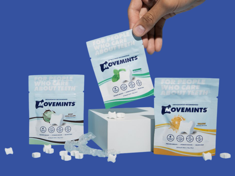 Image showing Movemints, a solution for dry mouth and bad breath during Invisalign treatment.