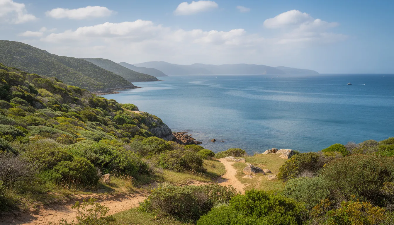 The image depicts a breathtaking view of Knysna lagoon, framed by lush green hills and vibrant coastal vegetation, showcasing the natural beauty of the area. This picturesque landscape is a perfect backdrop for residents considering professional DSTV installation services in Knysna, ensuring they enjoy crystal clear reception and a variety of channels.