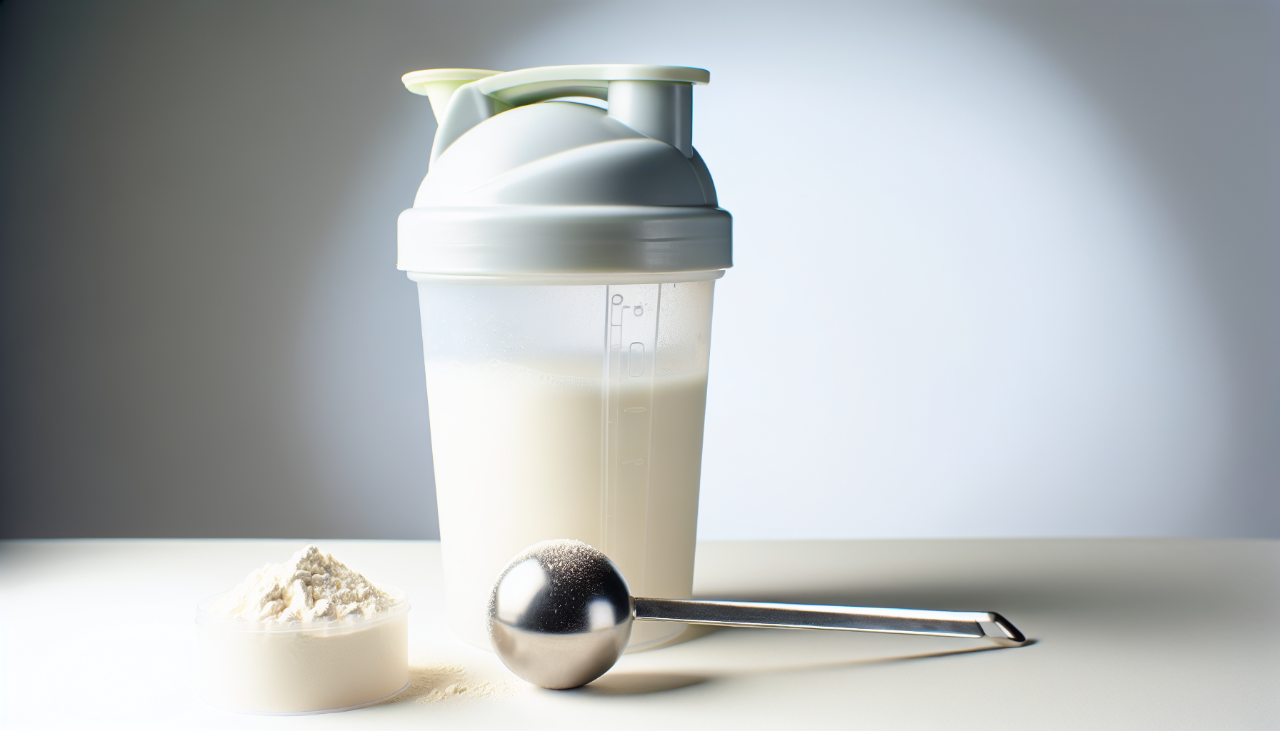 Whey protein powder and shaker, supplements to build muscle