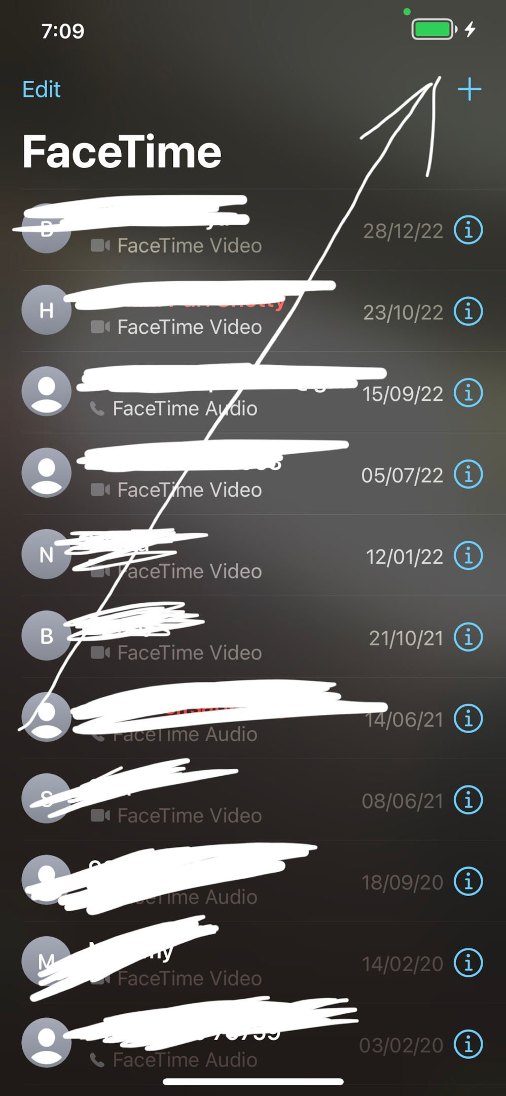 Screenshot of FaceTime iPhone