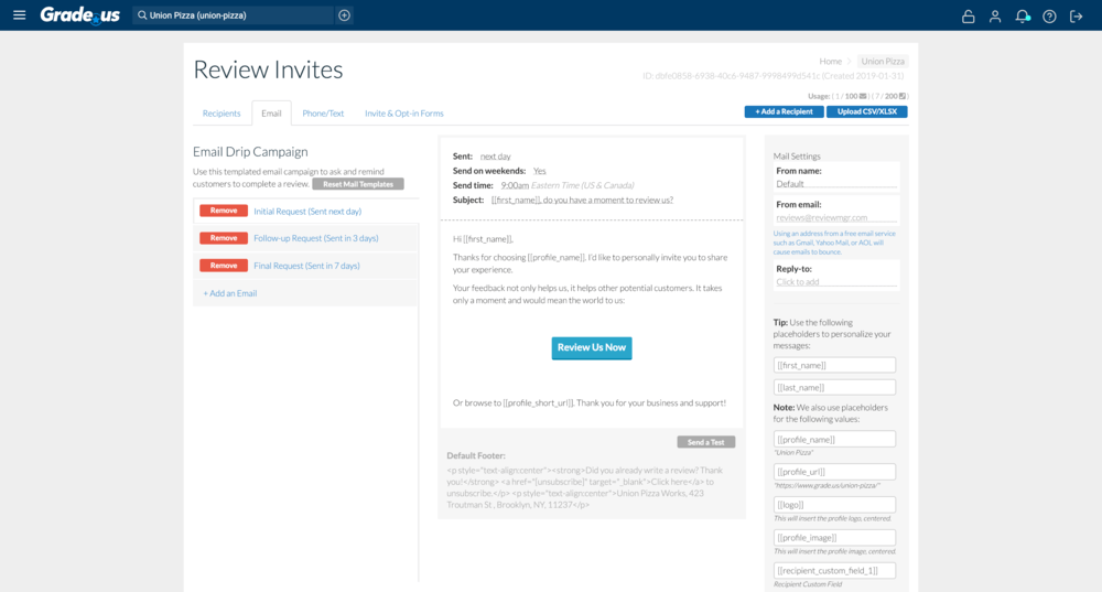 Grade.us dashboard