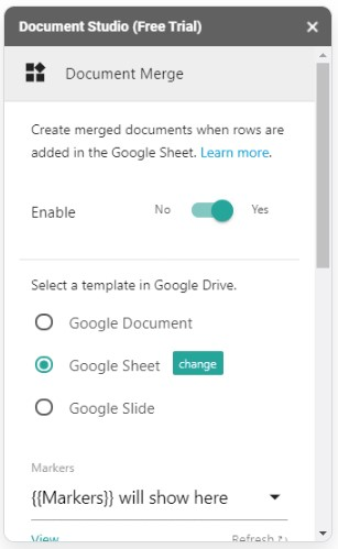 Google Sheets Document Studio Add-on