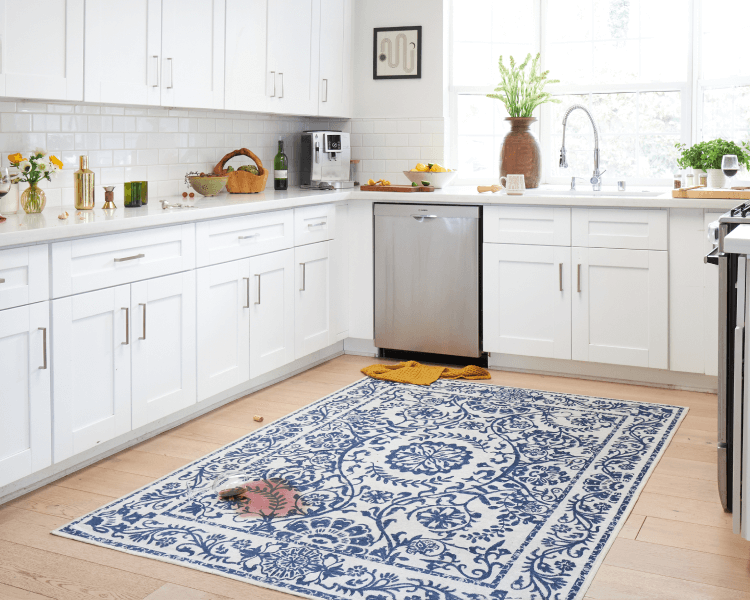 Washable rug that covers the whole kitchen area