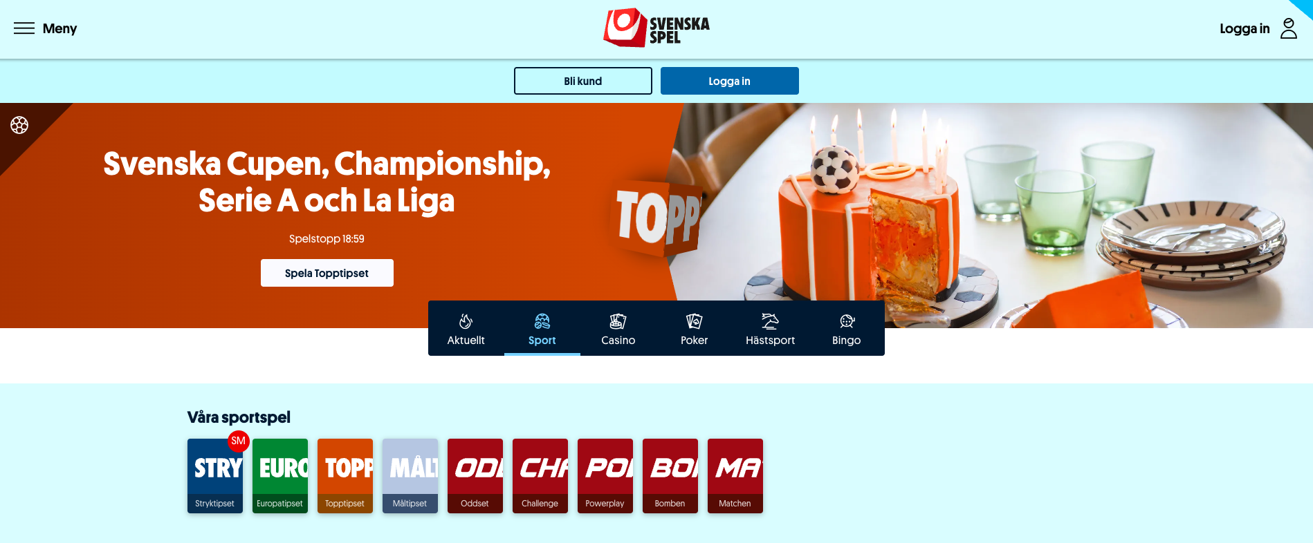 Svenska Spel Sport – spela på Svenska Cupen, Championship, Serie A och La Liga online