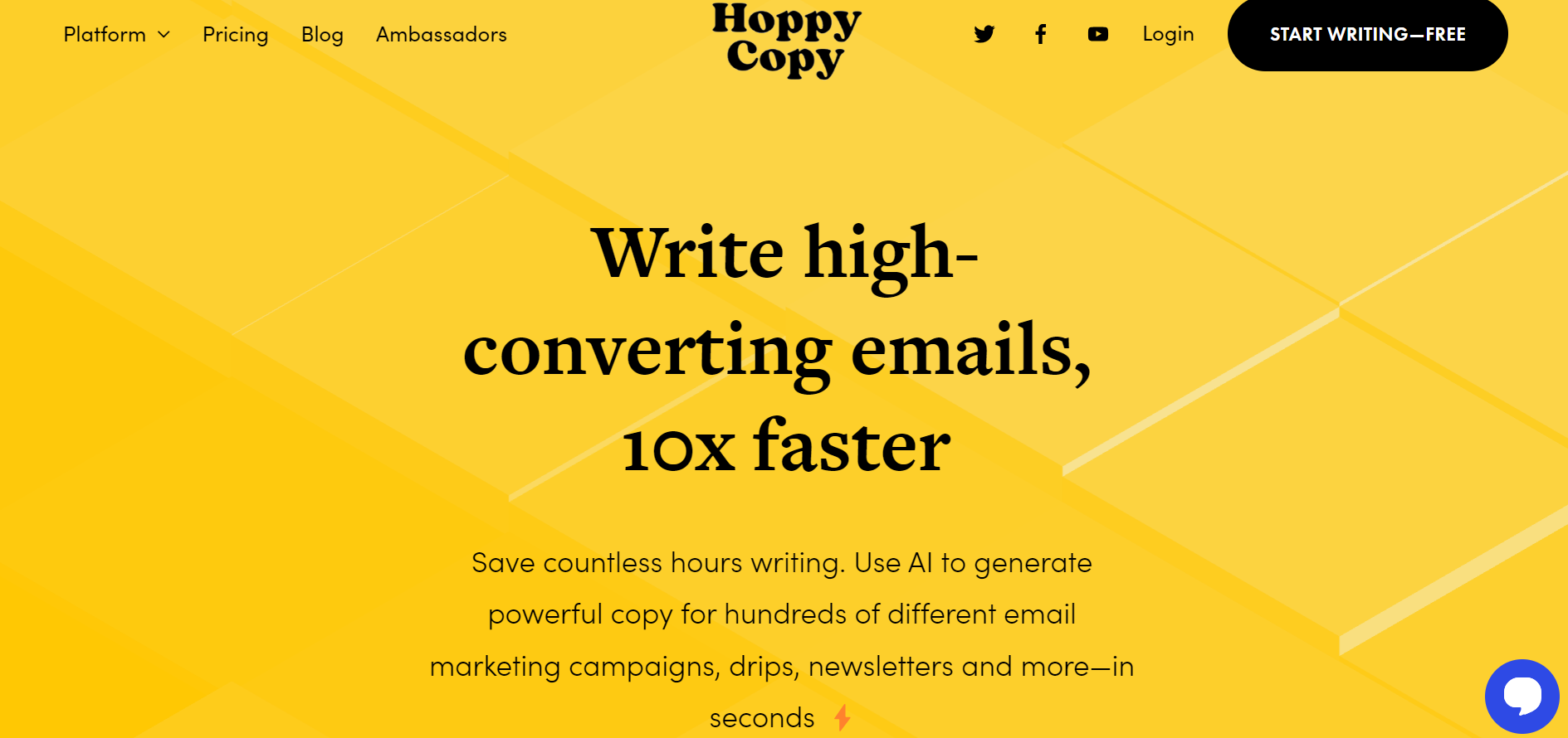 Hoppy Copy Landing Page - Write high-converting emails, 10x faster