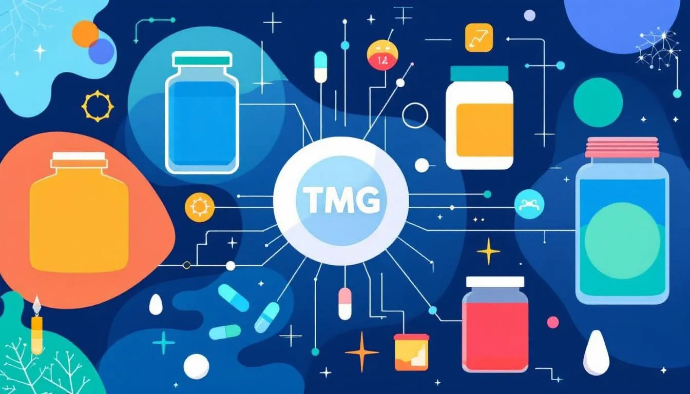 An illustration of various supplements that can be combined with TMG for ADHD support.