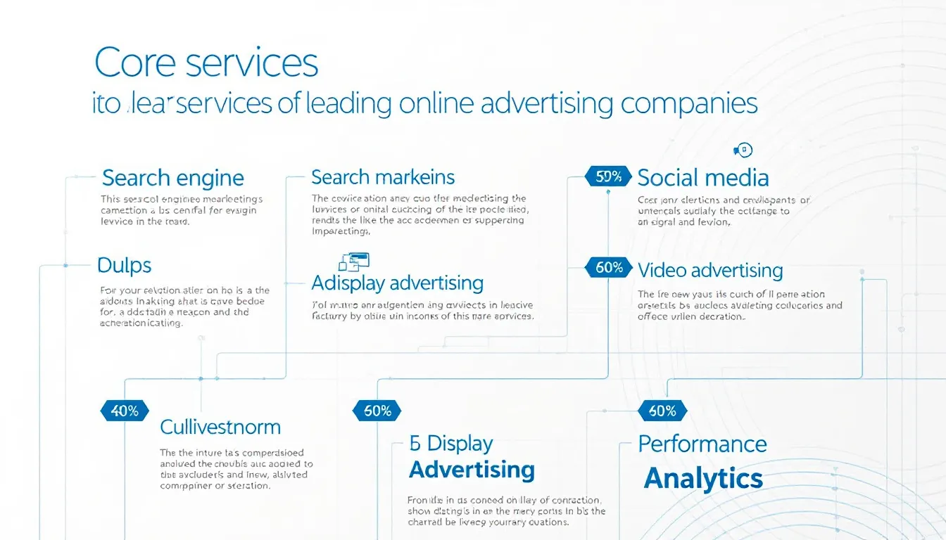 In the image, a digital marketing agency showcases its core services aimed at ambitious brands, highlighting their data-driven insights and creative strategies to drive growth and deliver measurable outcomes for clients. The visual emphasizes the partnership between the agency and media owners, illustrating how they connect brands with potential customers through effective campaigns across various platforms.
