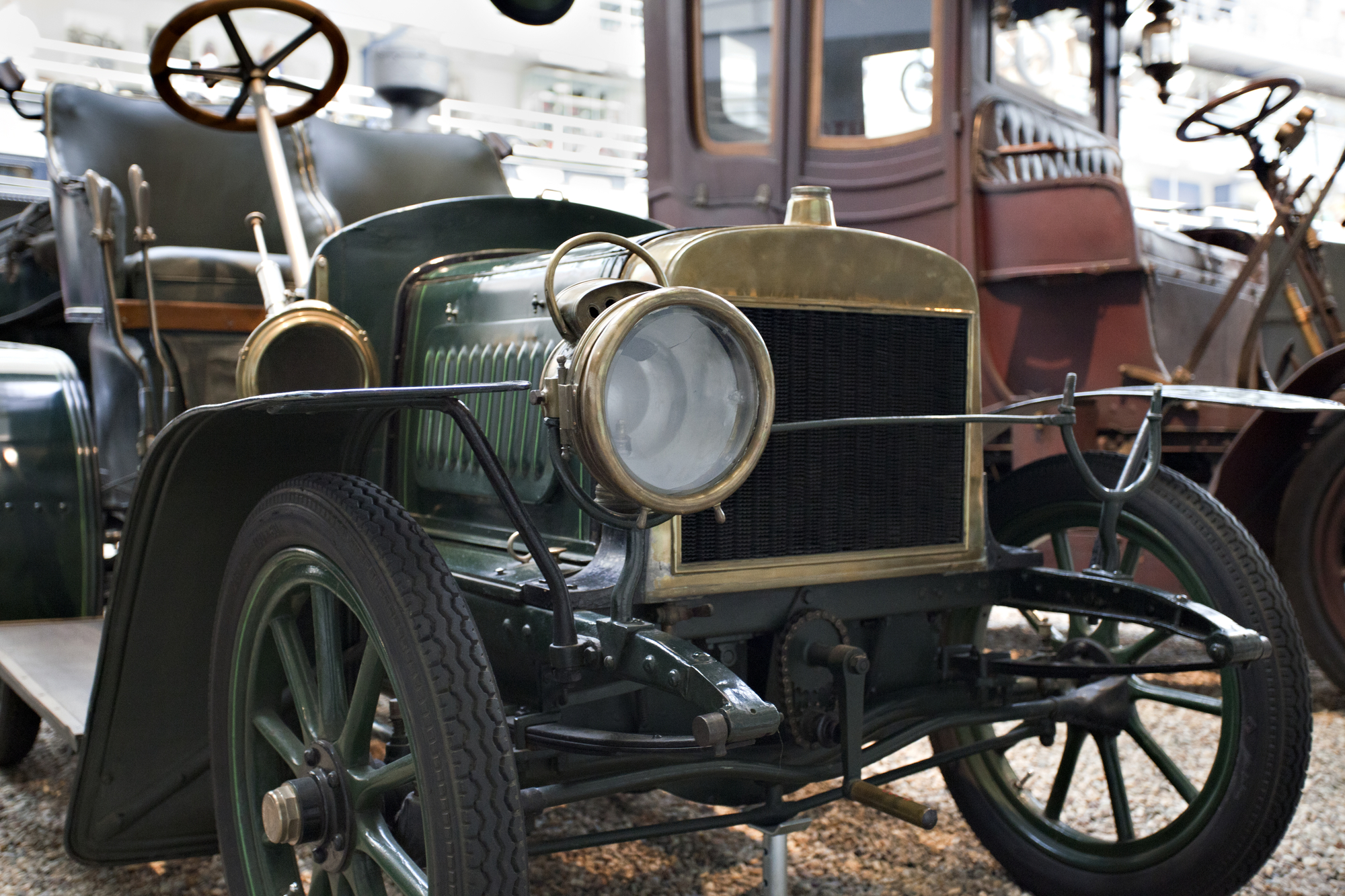 Antique vehicle without windshield