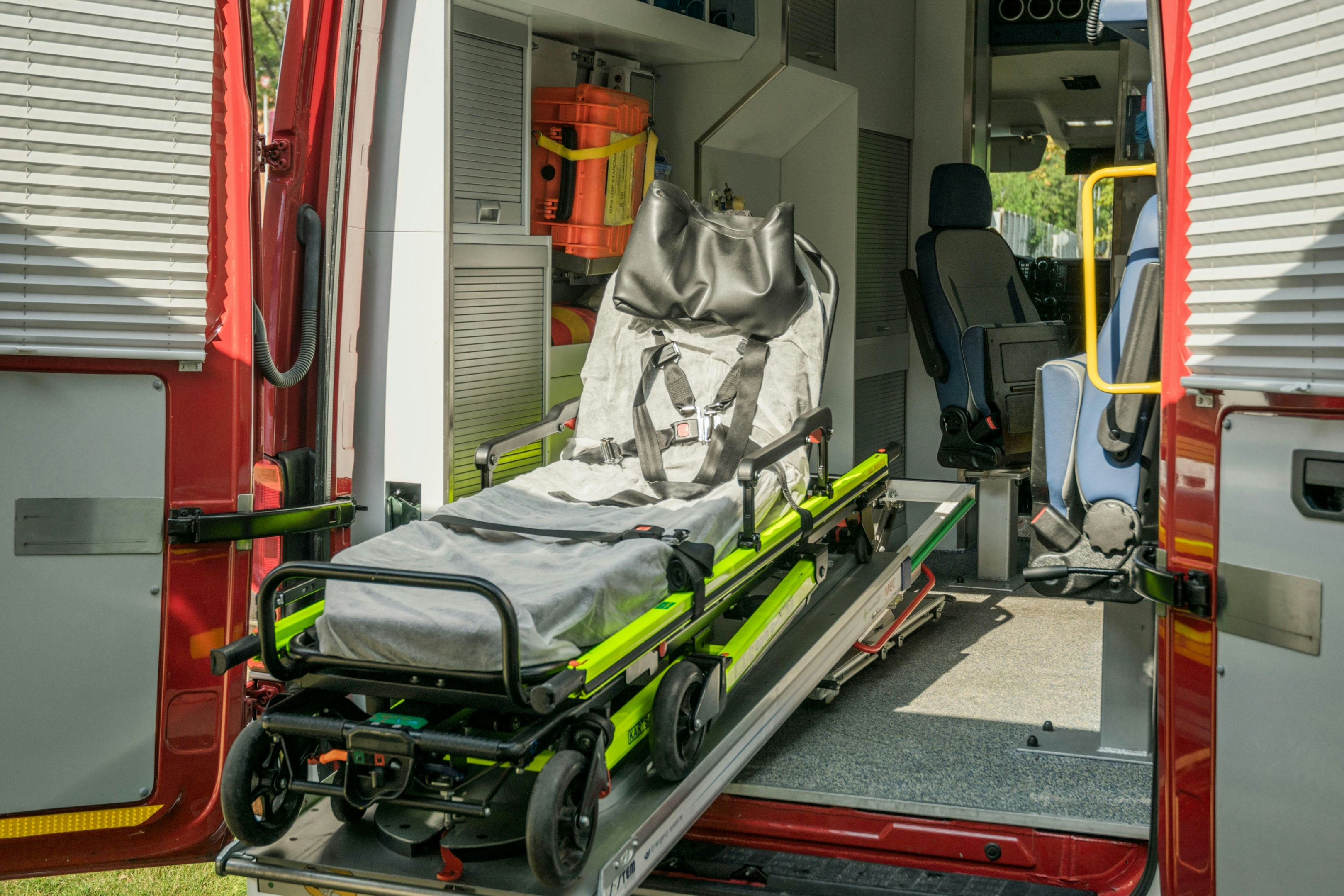 Medical stretcher inside an ambulance