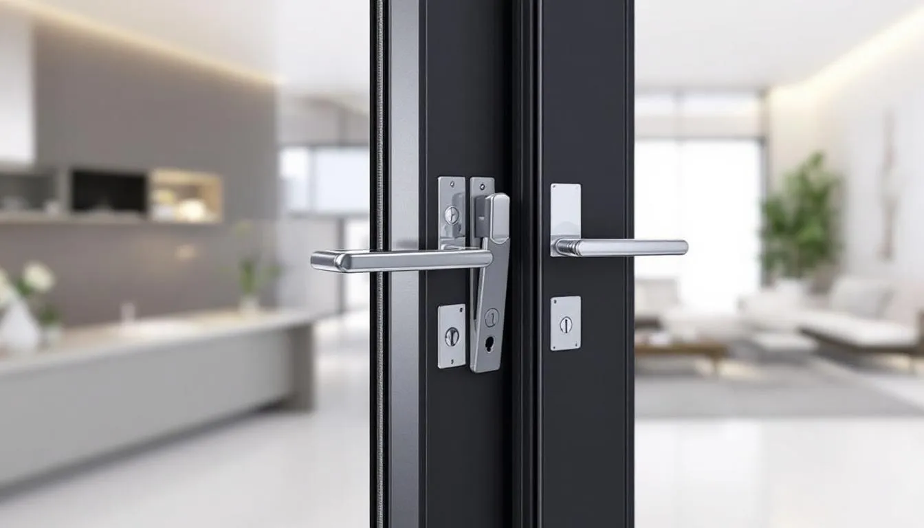 A representation of high security locks installed on a sliding sash window.