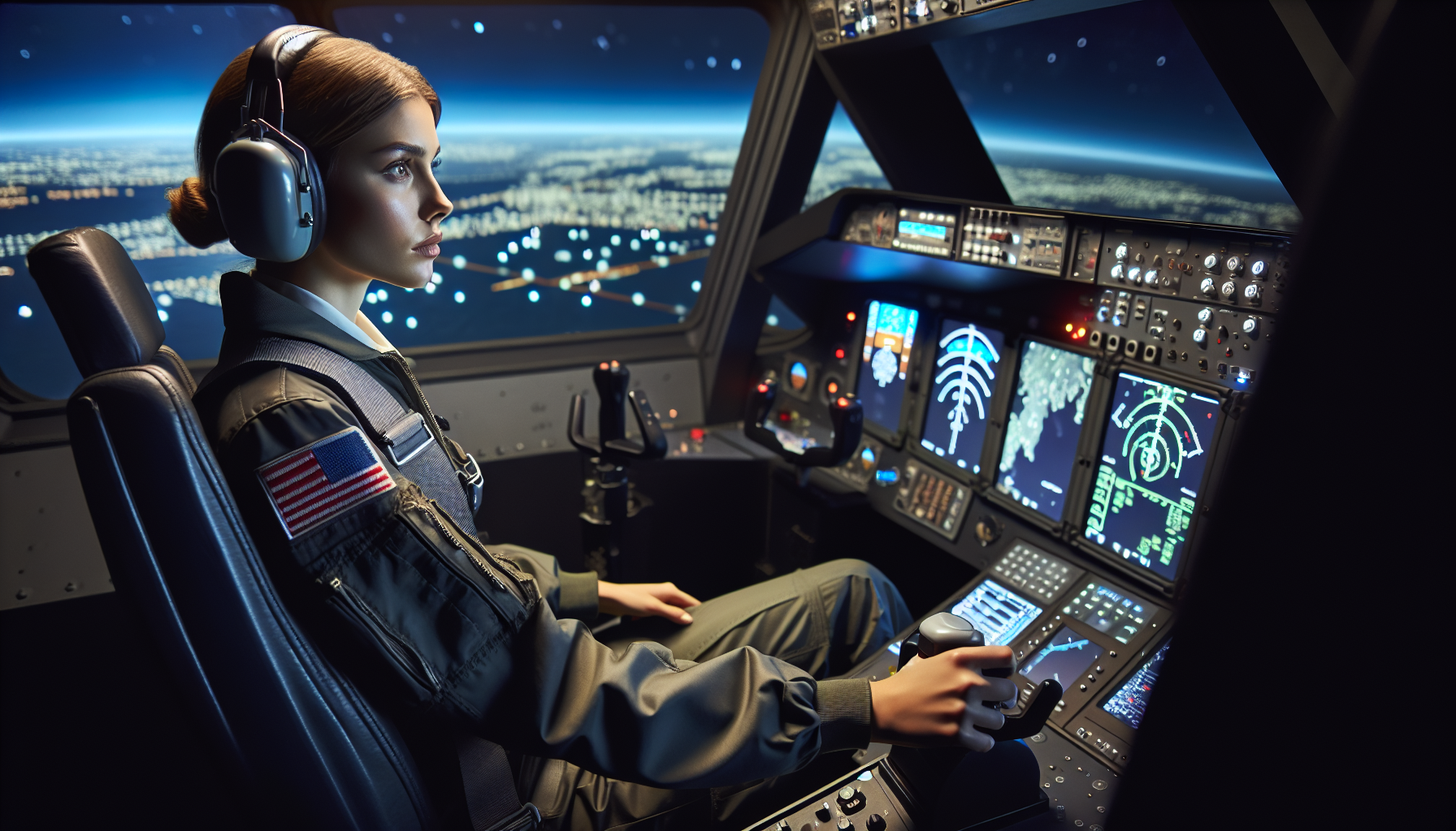 A pilot in a flight simulator practicing for multi engine training