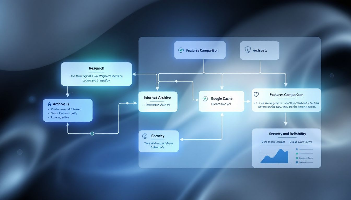 A diagram illustrating the process of choosing the best wayback machine alternative.