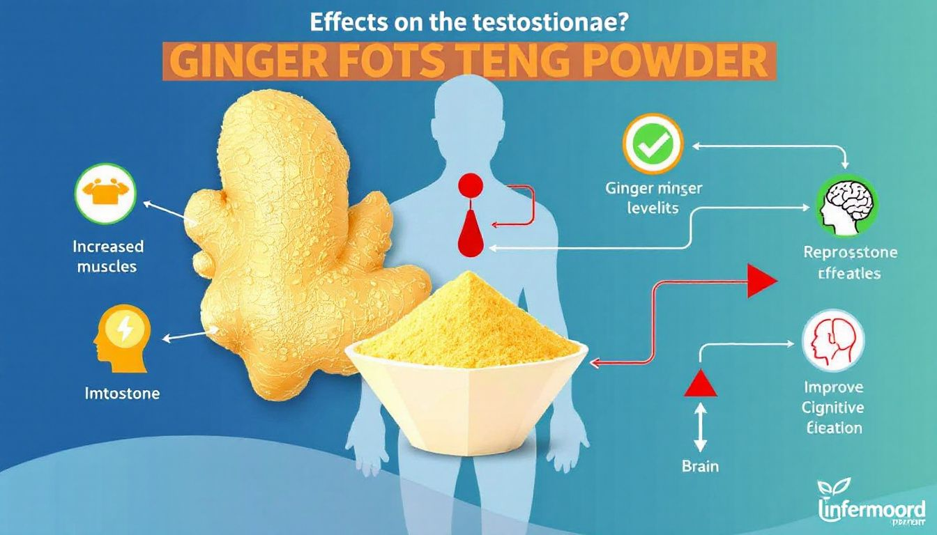 Ginger & Testosterone: How This Spice Can Boost Your Hormone Levels 2 Fresh ginger root and ginger powder, highlighting their potential effects on testosterone production.