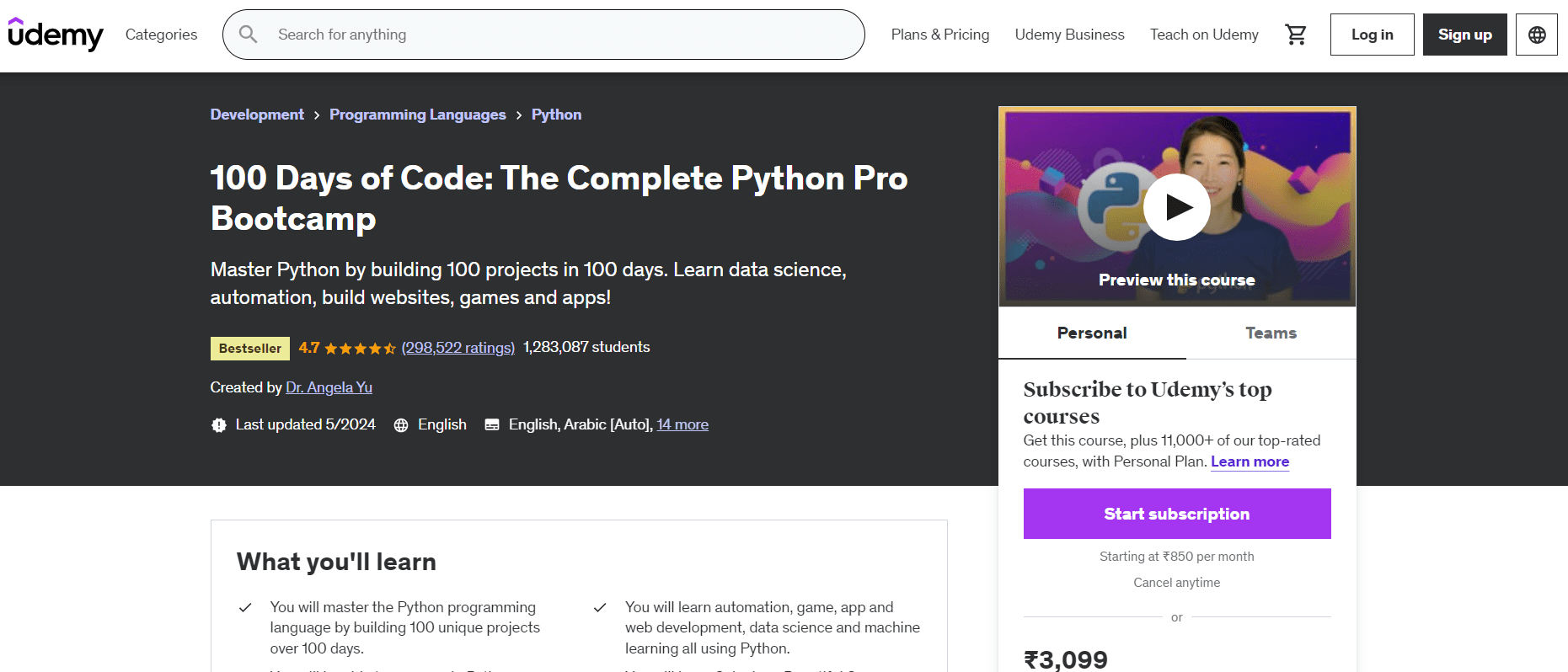 #2 Python Bootcamp - Udemy 100 Days of Coe