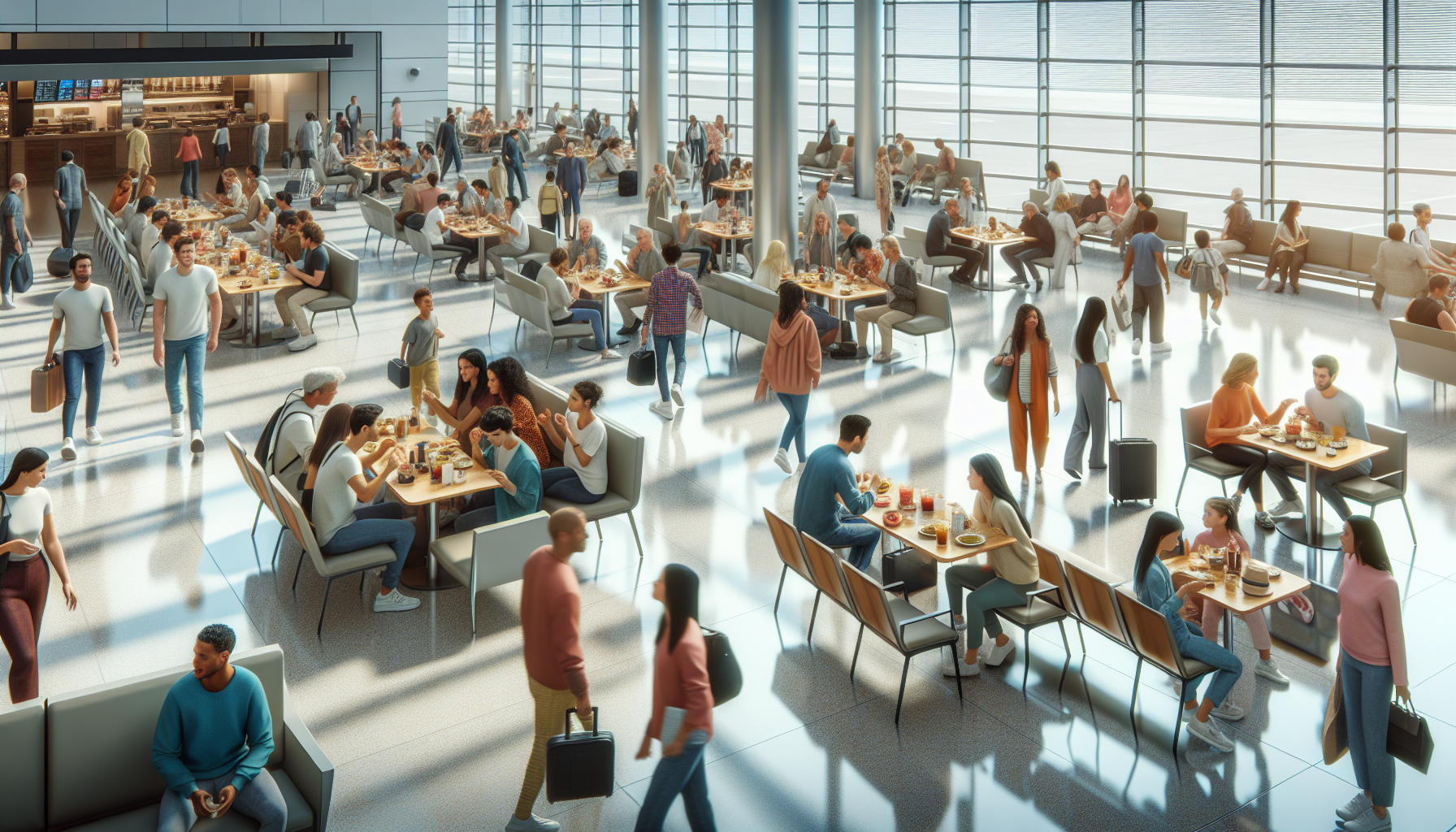 Dining area in JetBlue's Terminal at LaGuardia Airport