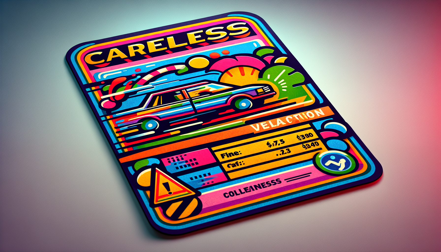 An illustrated representation of a careless driving ticket, showcasing its key elements.