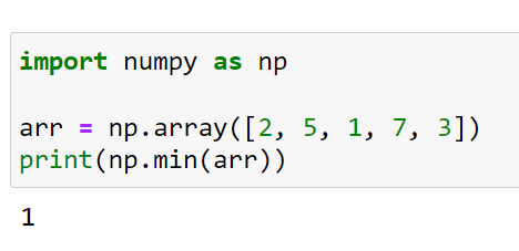 Using the min() function on 1D numpy array in a non empty sequence