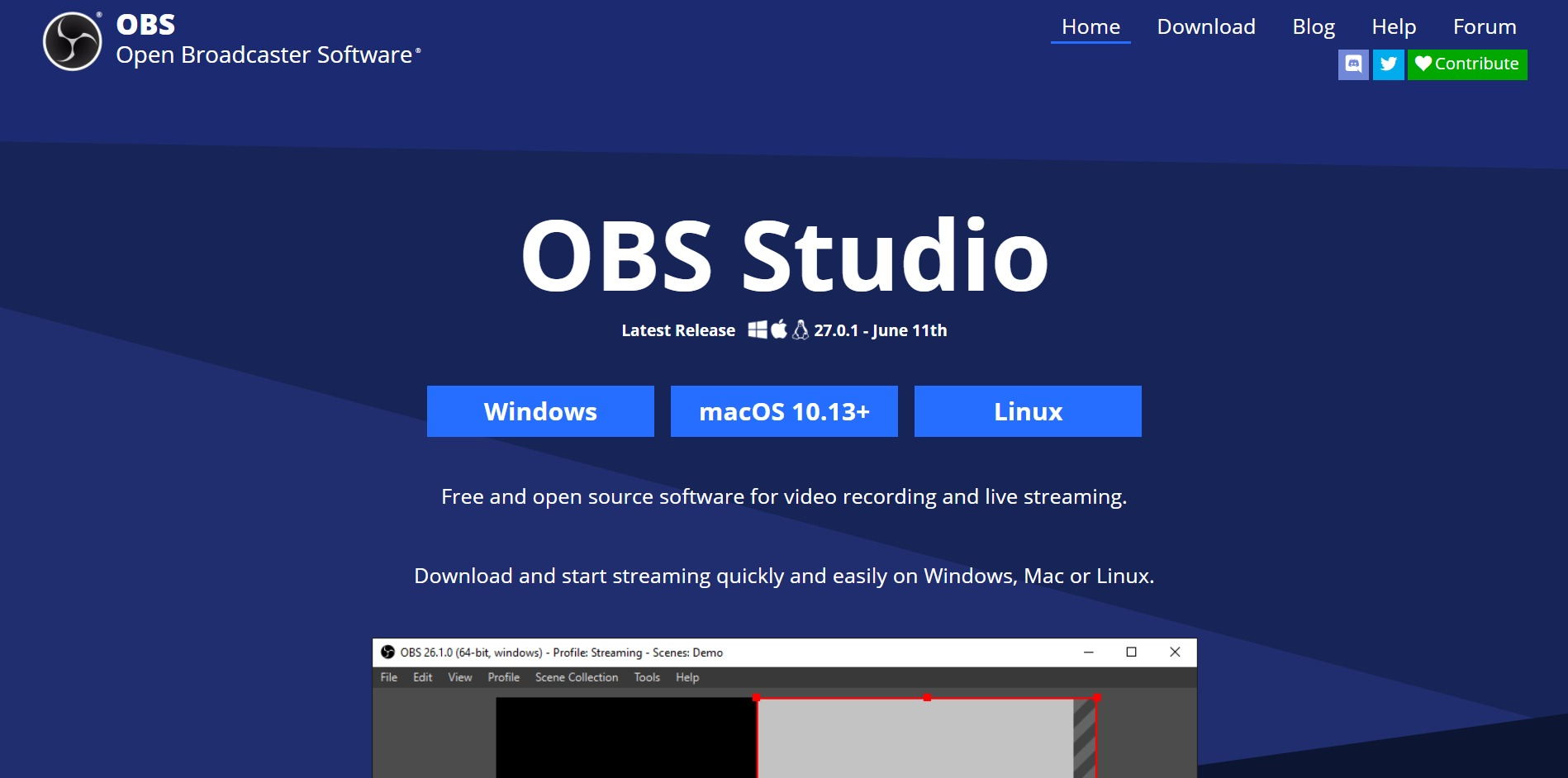 OBS Studio - Main Page