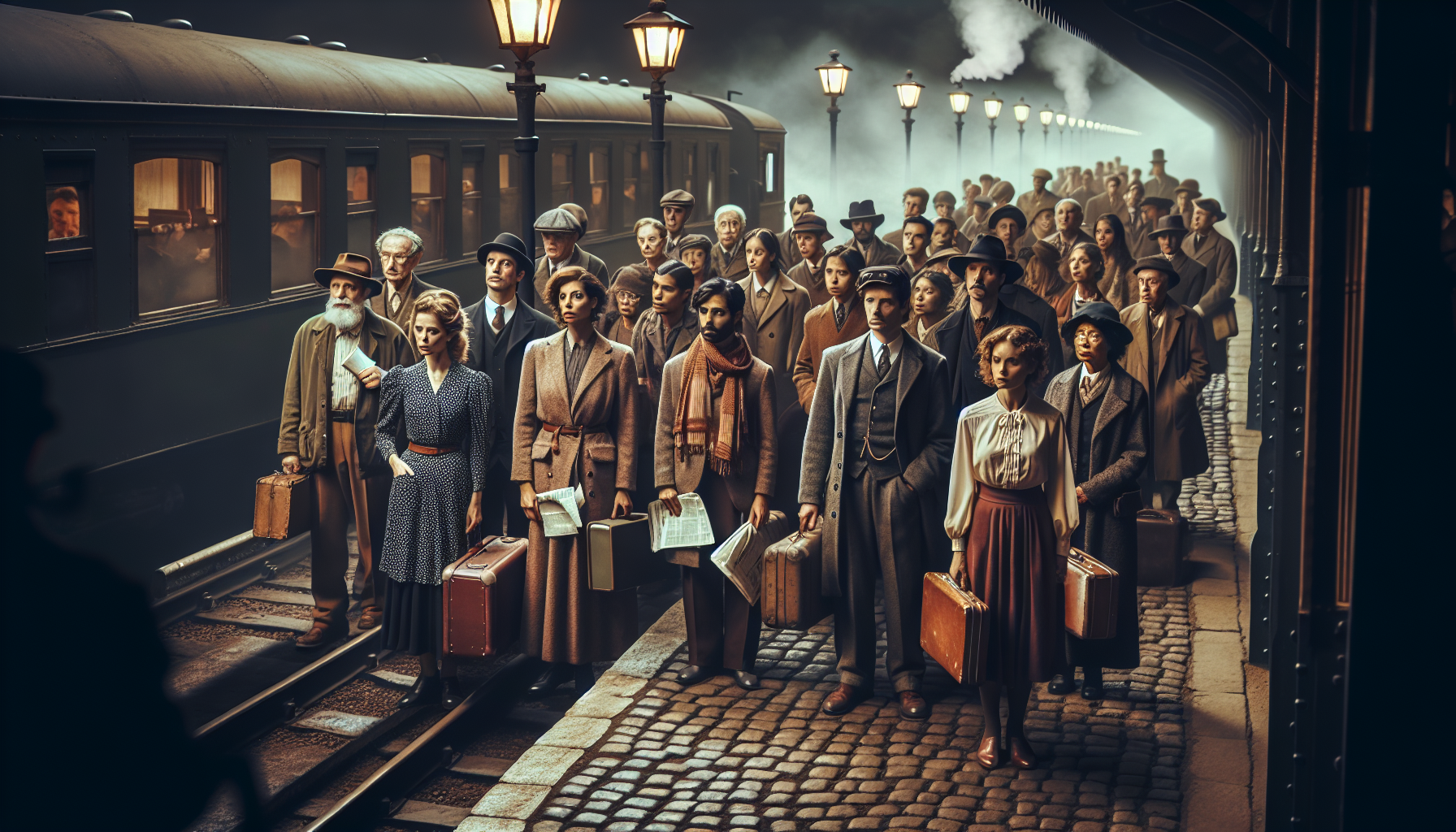 Passengers with luggage waiting on a train platform