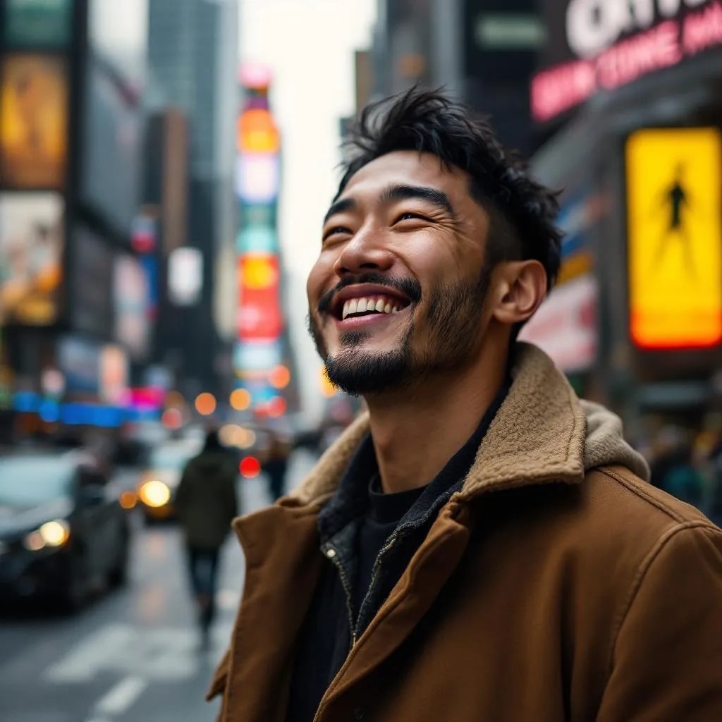 Strong man showing emotional intelligence and vulnerability in New York City.