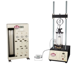 A high-quality image of soil testing equipment including load cells, displacement transducers, and data acquisition systems for accurate and reliable testing results.