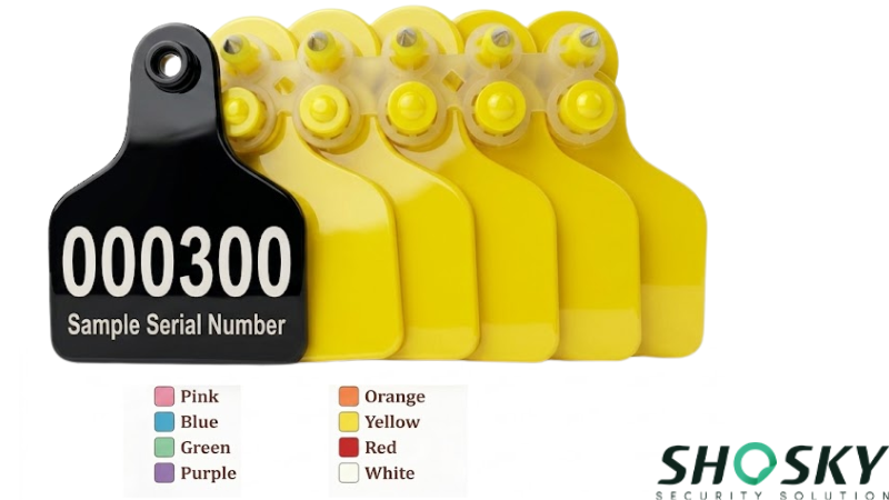 cattle ear tags in various colors
