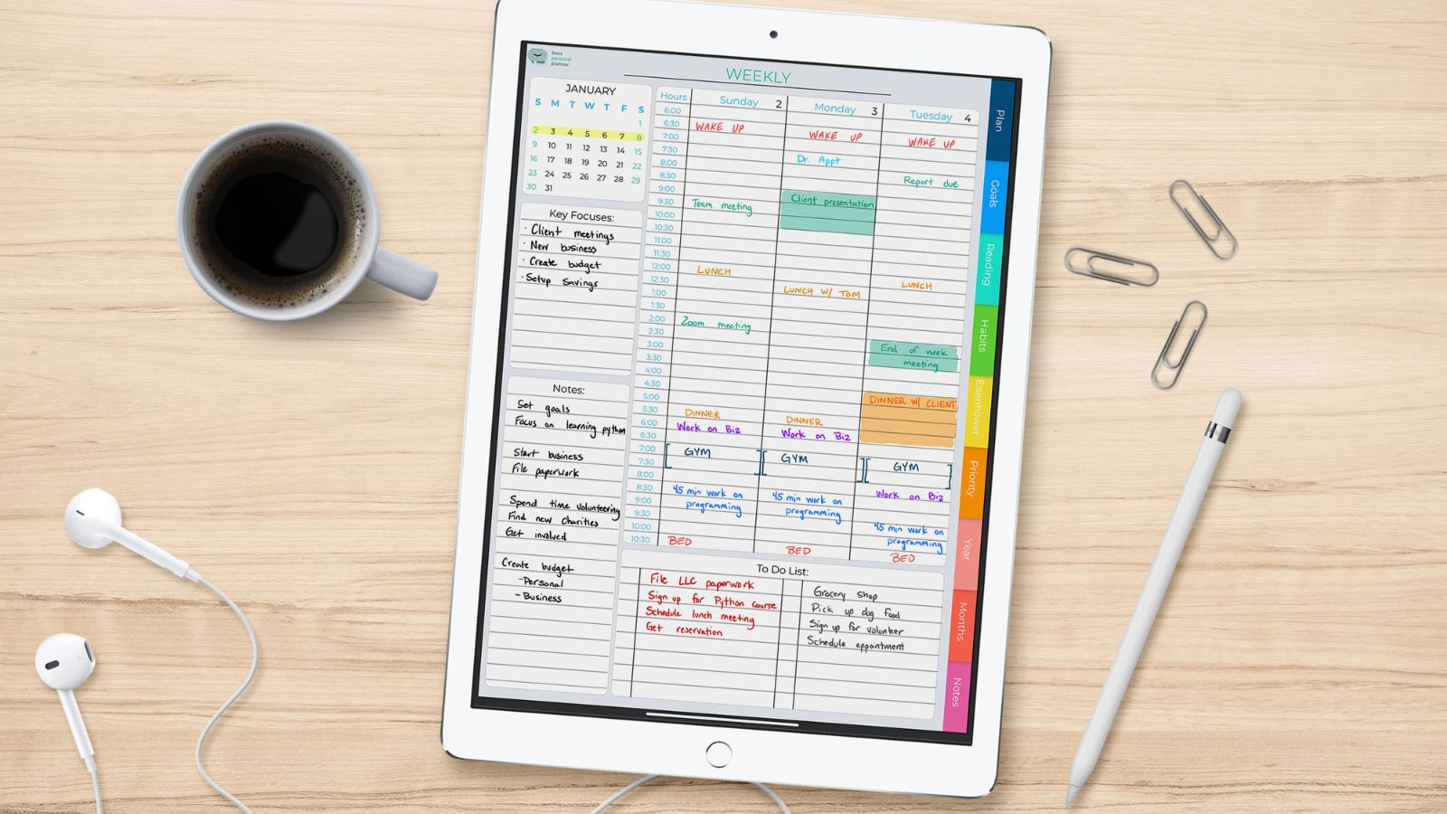 weekly templates to dos using goodnotes planner app - best digital planners for 2022