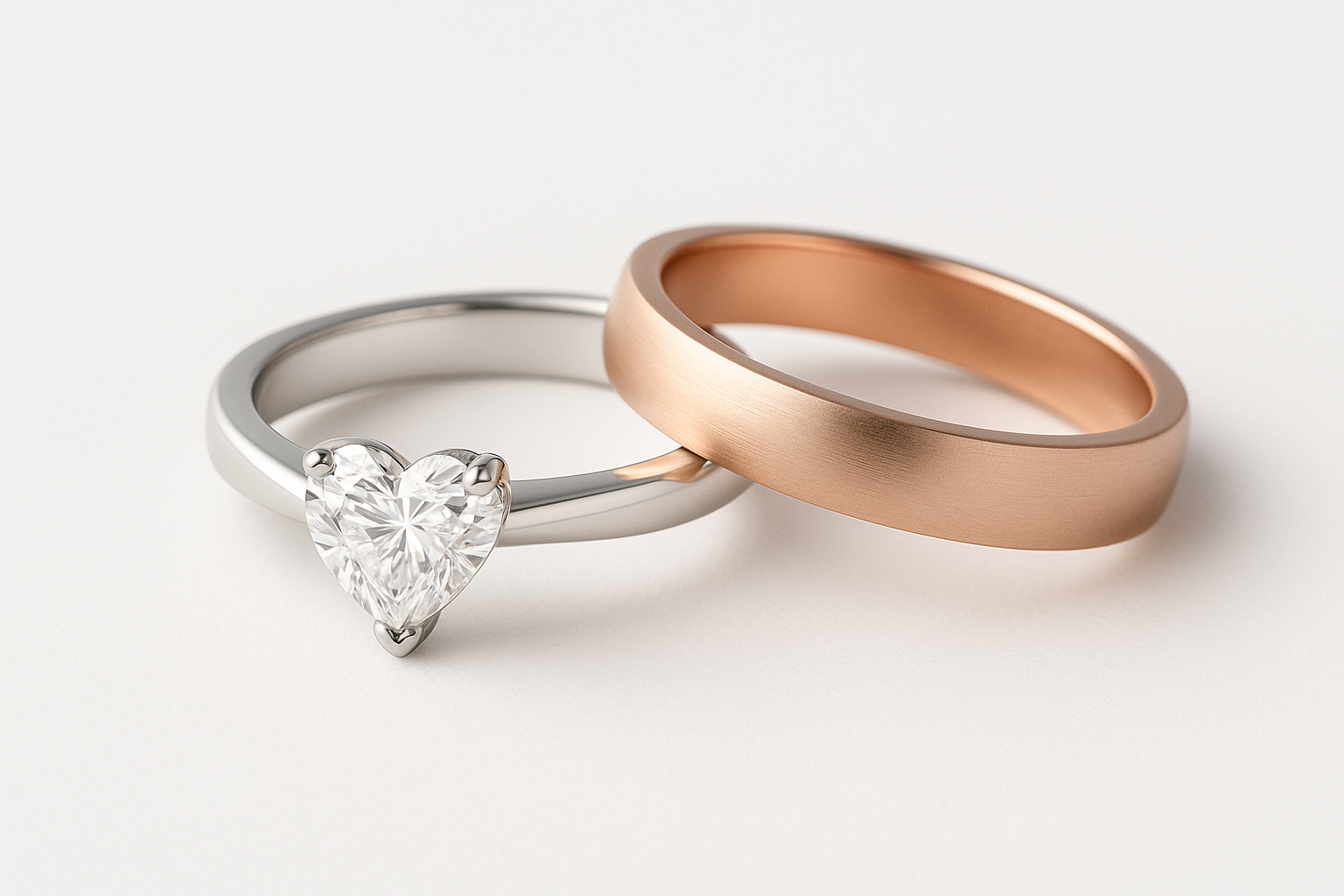 Sužadėtuvių žiedas su deimantu ir vestuvinis žiedas raudonos spalvos