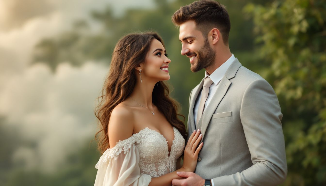 A couple wearing light and neutral outfits for their engagement session, showcasing outfit ideas for engagement session.