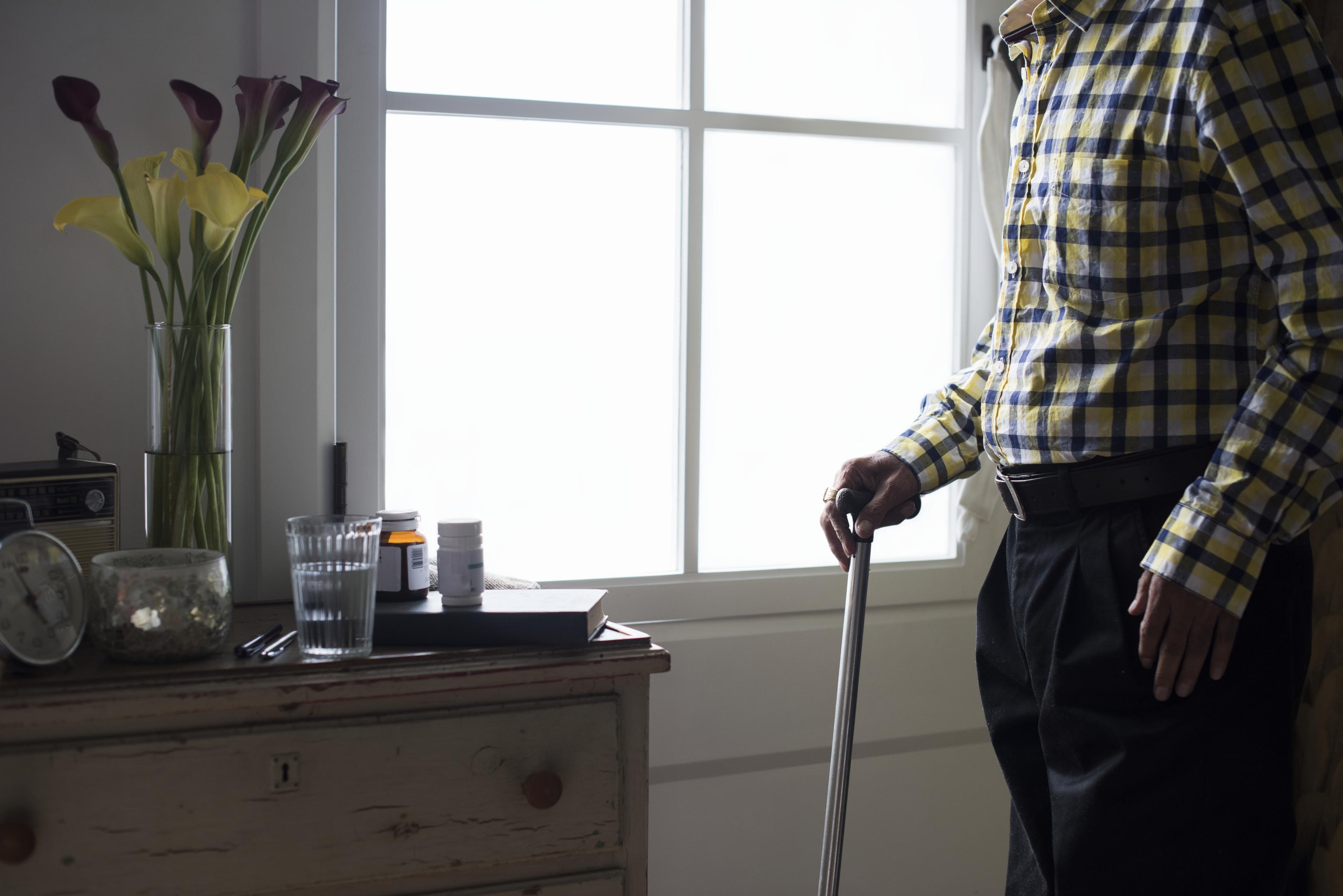 An elderly man at a retirement house