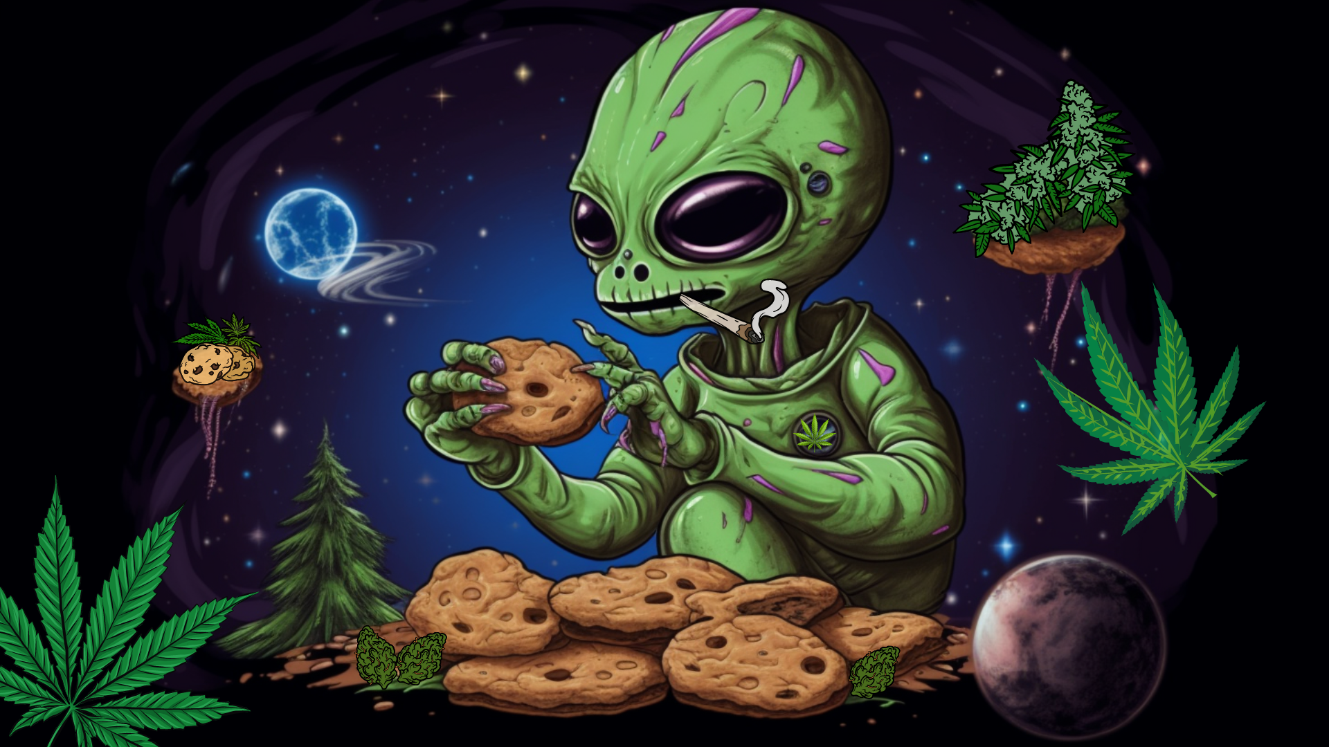 MAC #1 marijuana strain guide blog, alien eating cookies