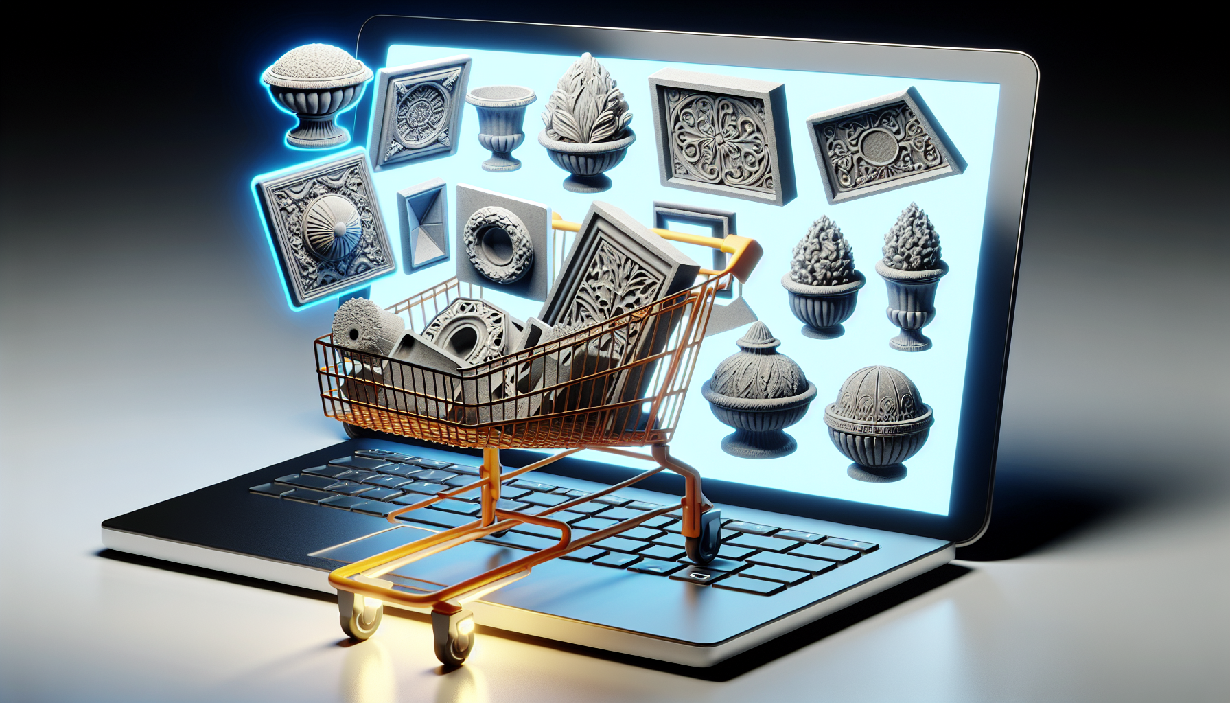 Online shopping cart with plastic molds