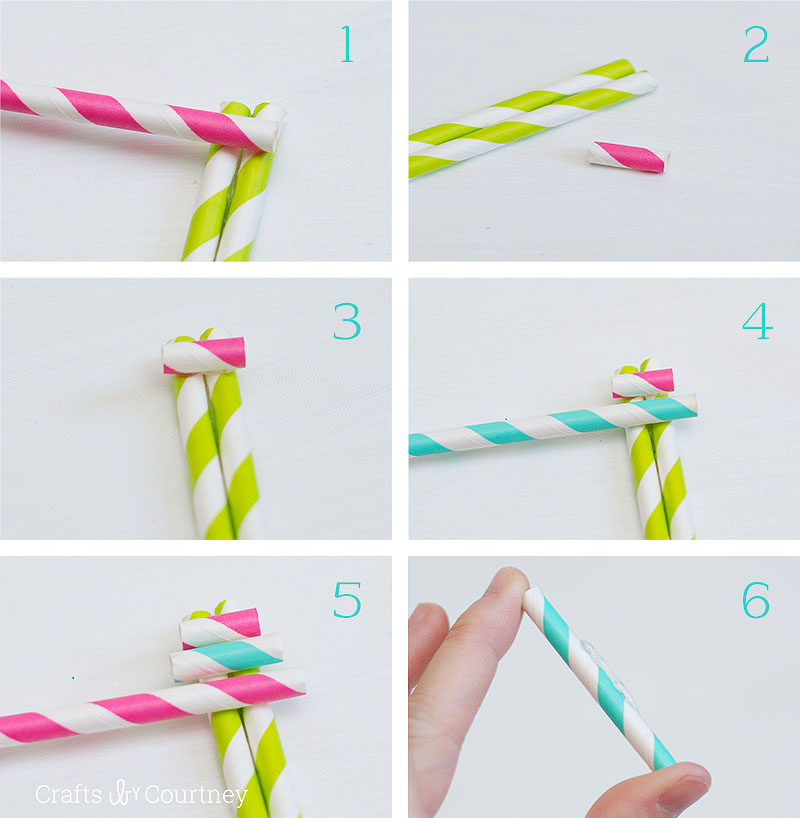 Attaching paper straws on tree base